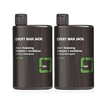 Every Man Jack 2-in-1 Thickening Shampoo + Conditioner - Thicken, Cleanse, and Hydrate Hair with Coconut, Aloe, and Tea Tree Oil - Naturally Derived and No Harsh Chemicals - Twin Pack