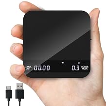 Coffee Scale with Auto Timing, Mini Rechargeable Espresso Scale with Timer, 2kg/0.1g High Precision Scale for Espresso and Pour-Over Coffee with Brewing Assist Modes