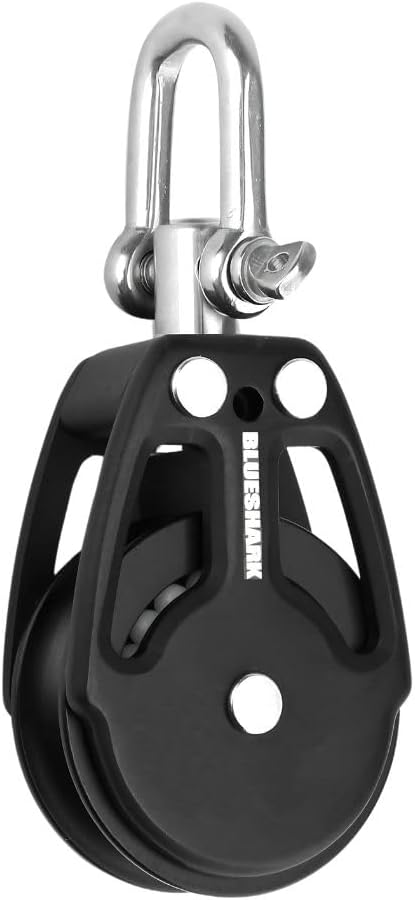 Blue Shark 2250-38mm Single Swivel Block - Max Line: 3/8 (10 mm), Safe Working Load (SWL): 900 lbs, Breaking Load: 2200 lbs (1-Pack)