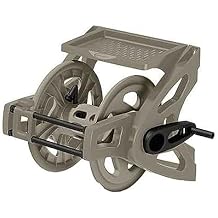 Suncast Slide Trak Garden Hose Reel, Wall-Mount Holder with Storage Tray, Dark Taupe - Outdoor Mounted Organizer for 175 Ft of 5/8" Standard Vinyl Water Hoses in Lawn and Yard