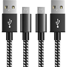 6amLifestyle PS4 Charger Cable for Controller, 2 Pack 10ft Micro USB Nylon Braided Cord, Micro USB Wire for PlayStation 4, Cables Slim/Pro, Xbox One S/X Controller, Android Phones, 2 Pack Black