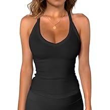 Jar of Love Workout Tank Tops for Women V Neck Racerback Cotton Ribbed Sapghetti Tank Fitted Basic Cami Tops