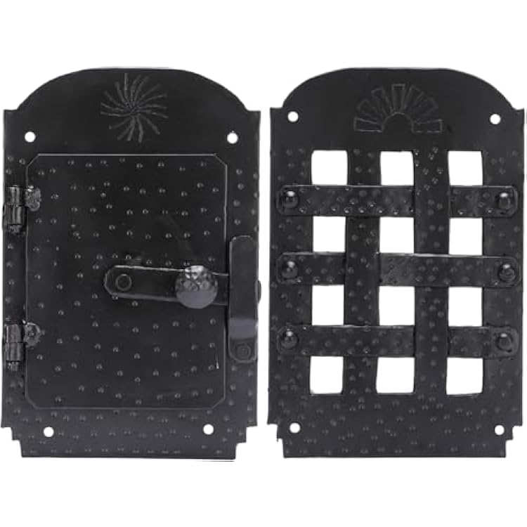 A29 Hand Forged Speakeasy Door Grill with Viewing Door, Black Powder Coat Finish bpc