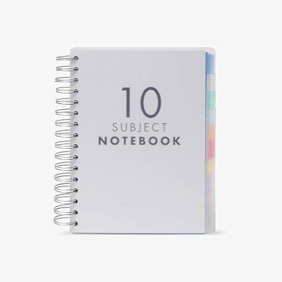 Paperchase A5 Translucent 10 Subject Notebook, Subject Dividers, 200 sheets (400 pages) of Close-Ruled White Paper, Clear, 463724