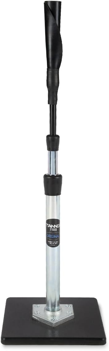 Tanner Tee The Original Batting Tee Adjustable Pro Hitting Tee for Baseball & Softball, Steel Shaft, Composite Base, Hand-Rolled Rubber Top, 26"-43" Height