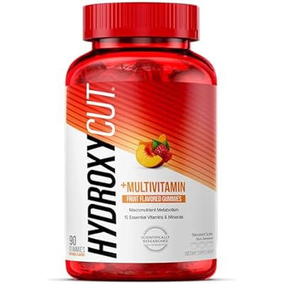 Hydroxycut Weight Loss  Multivitamin Gummies - Nutritional Supplement - Metabolism Support for Men & Women - Green Coffee Extract, 15 Vitamins & Minerals - Caffeine Free - Fruit Flavor - 90 Gummies