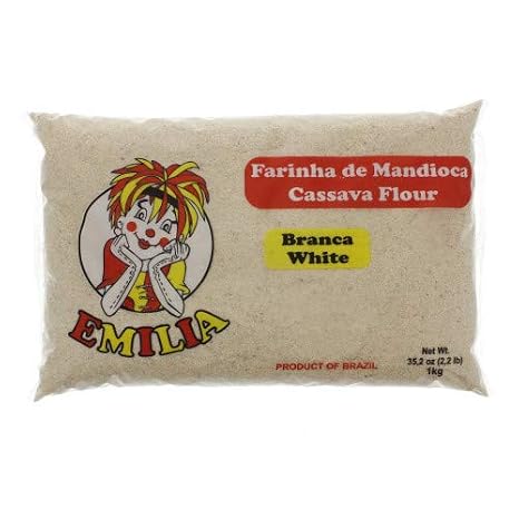 Emilia Cassava White Flour 35.2oz | Farinha de Mandioca Branca Crua 1Kg