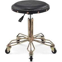 Hydraulic Swivel Chair for Medical Office,Height Adjustable Backless Rolling Doctor Stools,Pu Leather Round Rolling(Size:51cm - 65cm,Color:J)
