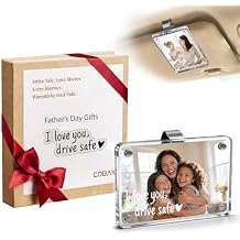 CoBak 2 Pack Acrylic Car Photo Holder, Magnetic Personalized Car Visor Clip, Car Accessories & Car Decor, Romantic Valentine's Day Gift for Family & Couples' Personal Photos