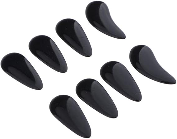 8PCS Guzheng Finger Picks,Guzheng Nail Covers with Groove Chinese Zither Nails, Black 0.67x0.59inch