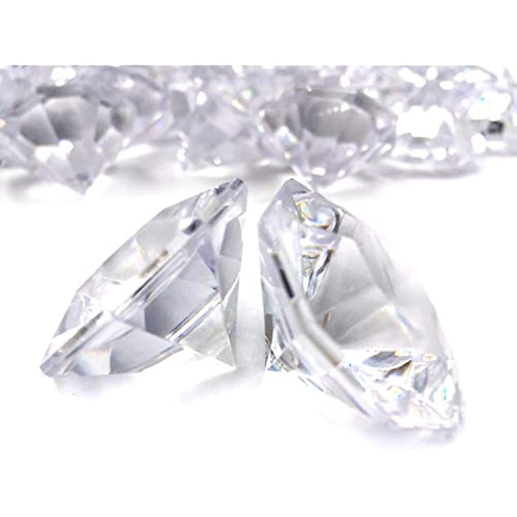 Pkg of 24 Clear 25 Carat Acrylic Diamonds with Super Big Bling - Vase Fillers or Wedding Bridal Shower Party Table Confetti Decorations Basic pack