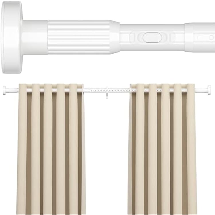 AIZESI 41-100 Inch Heavy Duty White Tension Curtain Rod - No Drilling, Adjustable, Rust-Proof for Outdoor, Living Room, Bathroom