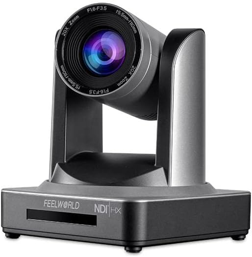 FEELWORLD NDI20X PTZ, 20X Optical Camera with Auto Tracking&Zooming Video and POE with Network IP Live Streaming, Simultaneous 3G-SDI and USB Video Output, Camera for Conferences, Church