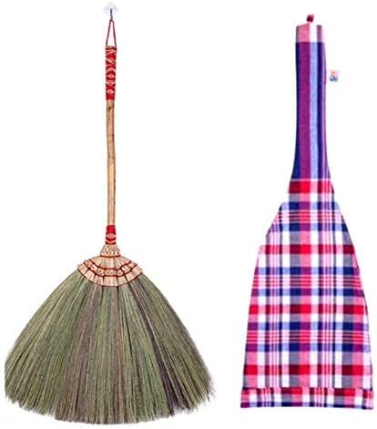 1 Piece of 24'inch Tall of Thai Natural Grass Broom and 1 Piece of Loincloth Storage Bag Asian Broom Hand Broom Duster Grass for dusting Dirt and dust