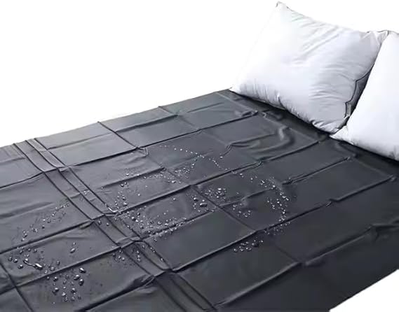 Erotic Waterproof Couples Bed Sheet, 220 x 200 cm, Waterproof Love Blanket for Sex Washable Latex Sheet (Black)