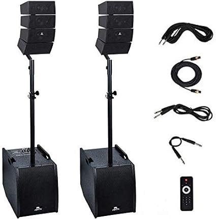 PRORECK Club AEF 12-Inch 4000 Watt DJ/Powered PA Speaker System Combo Set with Bluetooth/USB/SD Card (Two Subwoofers and 8X Array Speakers Set)