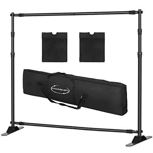 ShowMaven Backdrop Stand, Heavy Duty Banner Stand Adjustable Trade Show Display Stand Step and Repeat Stand for Parties and Photography 10 x 8ft