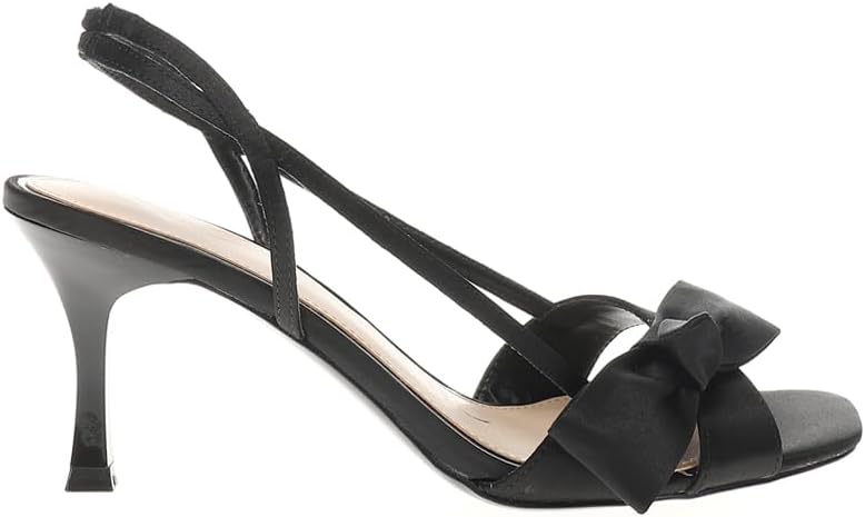 Nina Black Lizette Satin Bow Slingback Heeled Sandal