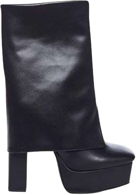 Cape Robbin Women Chunky Platform Fold Over Pull On Boots booties RICHY Black 9