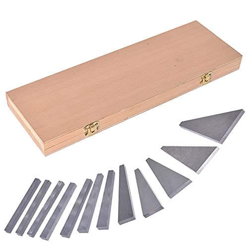 12-Pack Steel Angle Gauge Block Set with Case, Machinist Angle Plates Tool Lathes Milling Ground Gauge Angle Calibration Gage Inspection Block Set