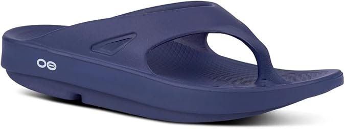 OOFOS OOriginal Sport Unisex Slide Sandals - Lightweight Recovery Footwear Reduces Stress on Feet, Joints & Back Machine Washable (Navy, US Men's Size 5/Women's Size 7)