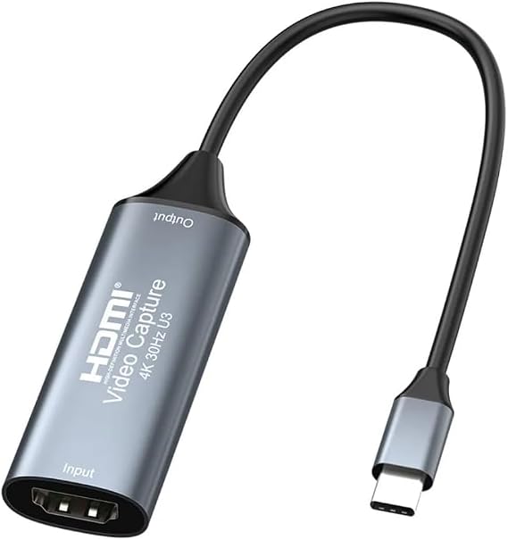 Coverzone 4K USB C 2.0 Type-C Video Capture Görüntü Yakalama Adaptörü Usb 4K 30Hz Akış Öğretim Video Konferans veya Canlı Yayın için Oyun Yakalama Kartı (HDMI aktarma için Kullanılmaz)