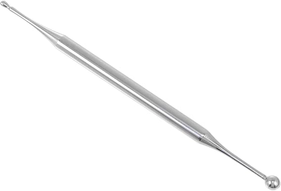 Acupuncture Point Pen with Double Tip Ear Stainless Steel Silver