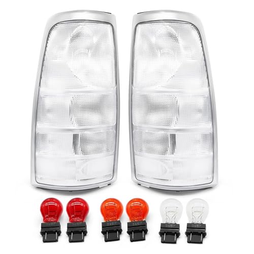 Pair Clear Tail Light Assembly Compatible with 1999-2002 Silverado 1500 25001999-2007 Sierra 1500 2500 3500 White Taillights Tail Lamp
