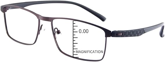 ProEyes Bootes,Progressive Multifocal Blue Light Blocking Lightweight Readers, Anti-Reflective Resin Lens, 0 Power on Top Lens (Brown, 1.00 x)