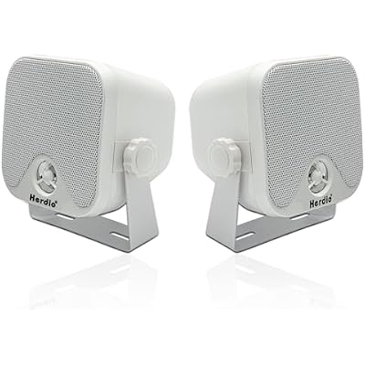 Herdio 4 Heavy Duty Waterproof Boat Marine Box Outdoor Speakers Surface Mounted for Skid Steer ATV UTV RZR Golf Cart White