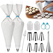 Reusable Piping Bags and Tips Set, 16inch Pastry Bags for Cake Decorating, Cupcakes Cookies with Frosting Tips - Durable Cotton Icing Bags, Eco-Friendly Baking Kit for Home Bakers,Beginners Leak-Proof