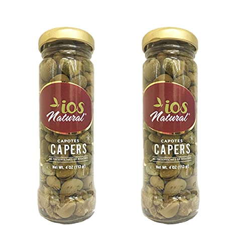 IOS Natural Capotes Capers in Sea Salt, Vegan, Non-GMO, Kosher - 4Oz Pack of 2