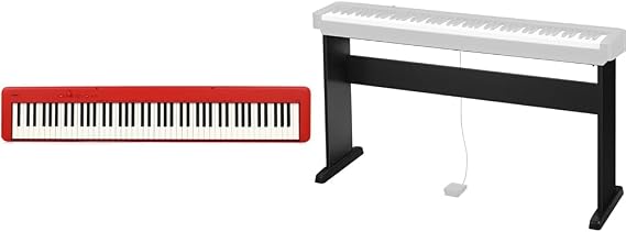 Casio CDP-S160 Compact 88-Key Digital Piano Bundle with CS-46 Stand - Red