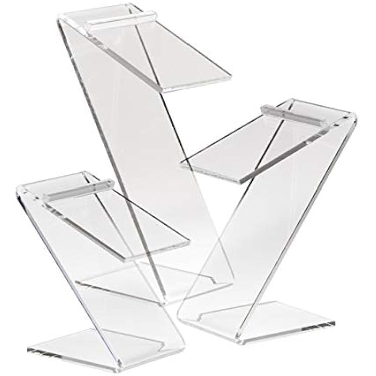 Set of 3 Clear Acrylic Slant Shoe Risers, Bevel Edge, Z-Shaped, Retail Displays, Product Displays.