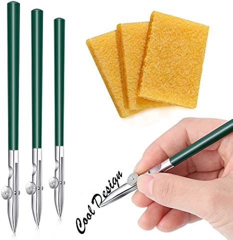 Zonon 6 Pieces Art Ruling Pen 3 Sizes Masking Fluid Pen and 50 x 35 x 5 mm Glue Residue Eraser, Ruling Ink Set for Watercolor Drawing Mounting Art Artists Supplies, No ink(Green)
