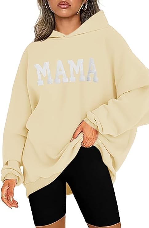 AKEWEI Womens Fleece Oversized Sweatshirt Letter Graphic Hoodies Long Sleeve Pullover Fall/Winter Clothes