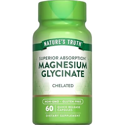 Natures Truth Magnesium Glycinate Capsules | 200mg | 60 Count | Chelated Superior Absorption Formula | Non-GMO & Gluten Free Supplement