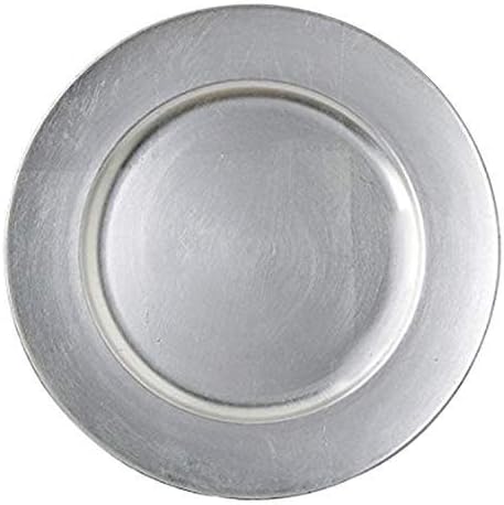 Tiger Chef 13-Inch Silver Metallic Charger Plates, Set of 2,4,6, 12 or 24 Dinner Chargers (6-Pack Silver Chargers Plates)