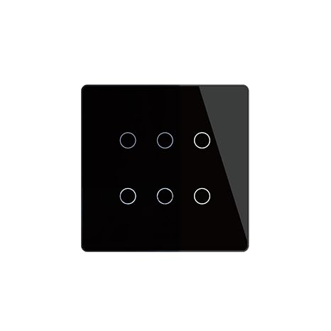 Smart WiFi 6 Gang Light Switch Smart Life/Tuya App 2/3 Way Muilti-Control Remote Control Works with Voice Control Black 6 Gang Switch