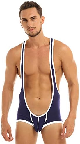 FEESHOW Mens Suspender Singlet Bulge Pouch Leotard Bodysuit Underwear Briefs