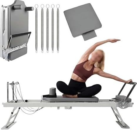 Pilates Reformer Machine - Adjustable Foldable Home and Gym Workout Equipment with Springs and Jump Board