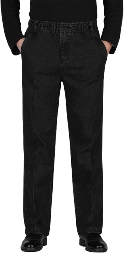 Ylingjun Mens Jeans Elastic Waist Relaxed Fit Straight Leg Jeans Casual Pants