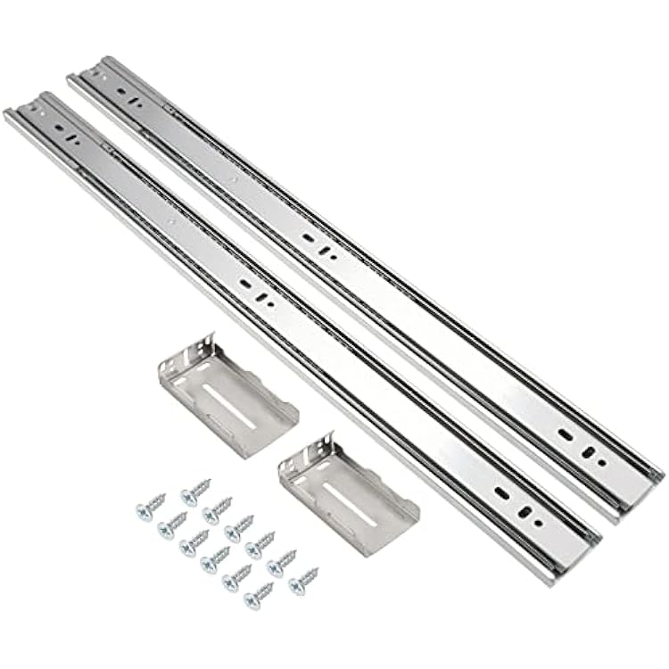 Gobrico 10 Pairs 20-Inch RearSide Mount Soft Close Drawer Slides with Brackets, Full Extension 3-Fold Drawer Glides, Ball Bearing Heavy Duty Cabinet Dresser Slides and Glides