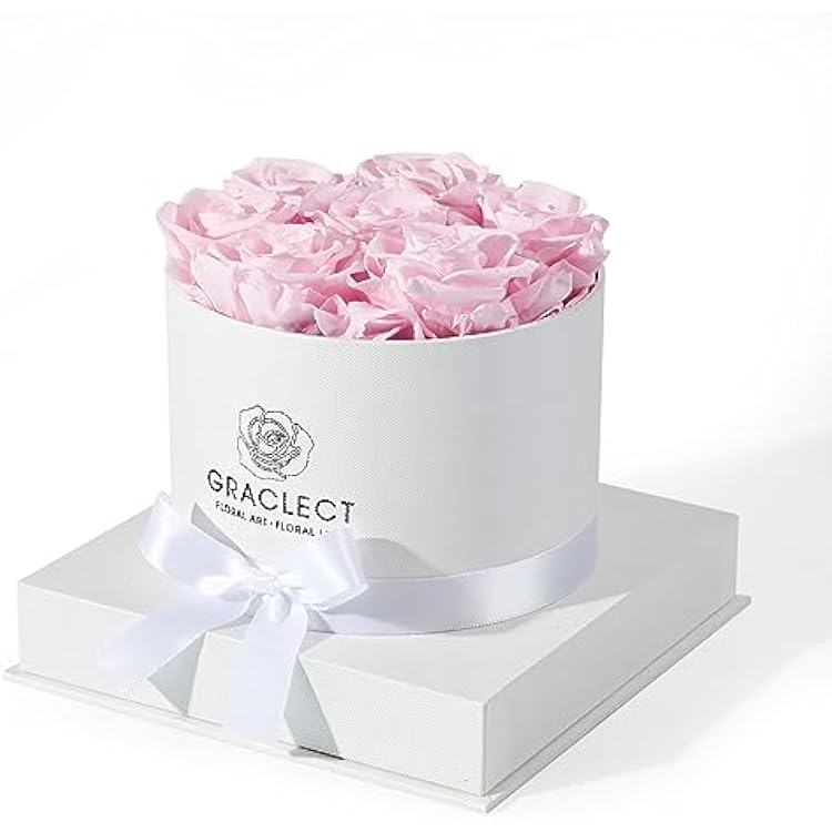 Flowers for Delivery Prime - Preserved Roses in a Box - Forever Flowers, Immortal Roses, Eternal Rose Birthday Gifts for Her, for Mom - Pink Rose