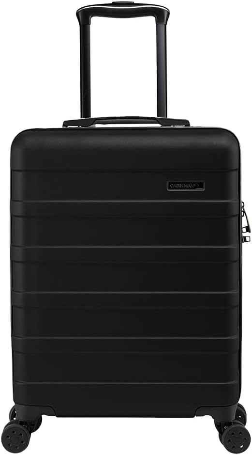Cabin Max Anode 44L 55x40x20cm (22x16x8inch) Carry On Hand Luggage Suitcase - Lightweight, Hard Shell, 4 Wheels, 3 Digit Combination Lock (Black)