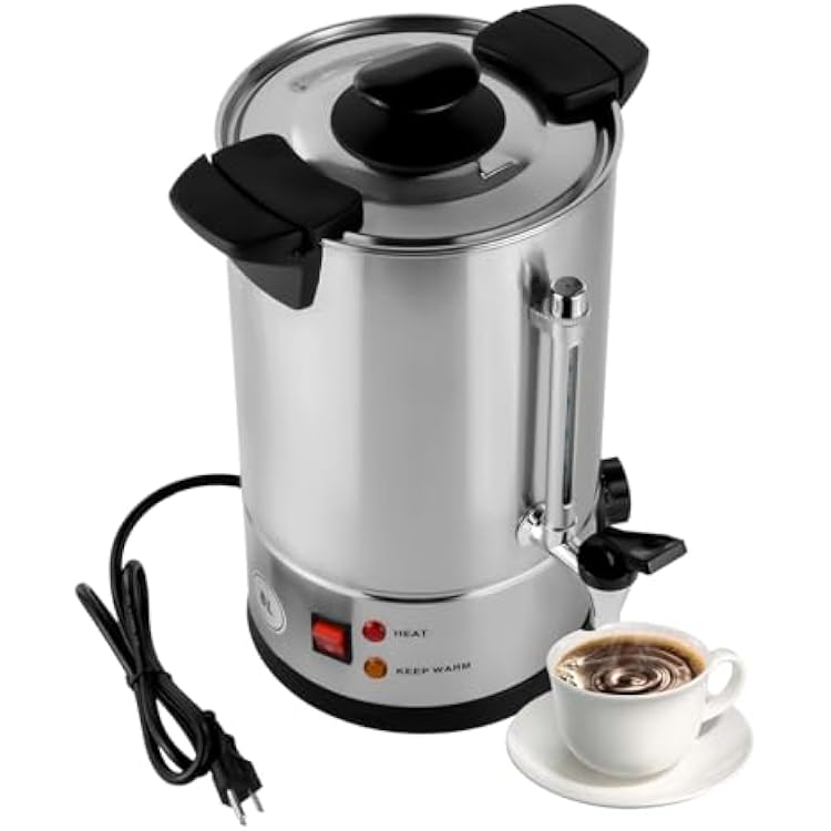 Commercial Coffee Urn, 50 Cups 8L/2.11gal Stainless Steel Coffee Urn Hot Coffee Dispenser 1000W Thermostatic (86-230F) Large Capacity Catering Hot Water Kettle for Cafes, Home, Party, Wedding