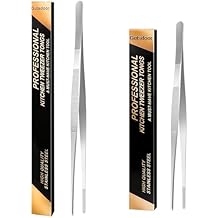 Gutsdoor 12 Inch & 8 Inch Kitchen Tweezers Stainless Steel Chef Tweezers for Cooking