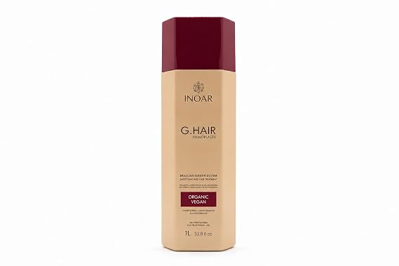INOAR G.HAIR Nanoplasty Brazilian Keratin Smoothing and Anti-Frizz Treatment, Organic Vegan Conditioner, 33.8 fl.oz