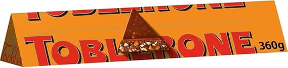 Toblerone Swiss Orange Twist Chocolate Bar - 360g Bar | 11 Iconic Triangle Portions, 32.7g Each | Creamy Milk Chocolate with Orange Flavor &