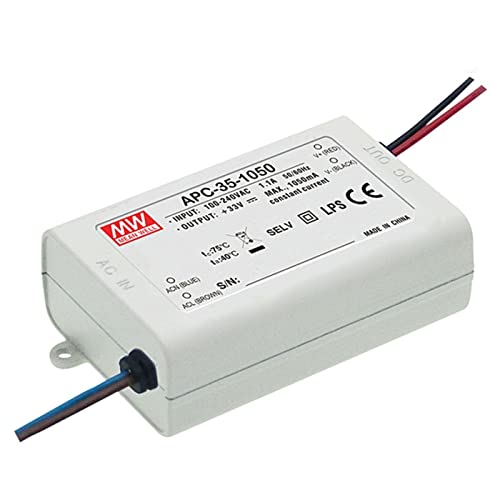 MEAN WELL Constant Current Mode Switching LED Driver Power Supply, 350mA 28-100VDC 35 Watt - APC-35-350